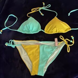 Victoria's Secret Yellow and Aqua Bikini
